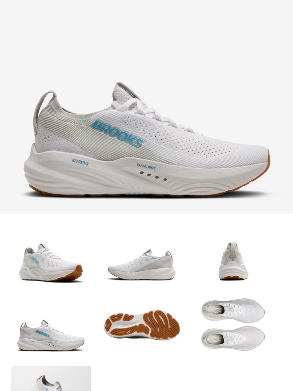 Brooks Glycerin StealthFit 22 Running Shoe-White and baby blue